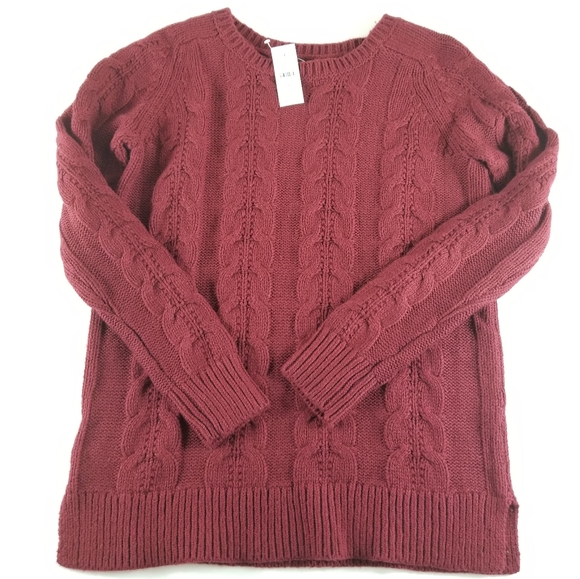 LOFT Sweaters - Ann Taylor Loft Red Cable Knit Sweater, size M